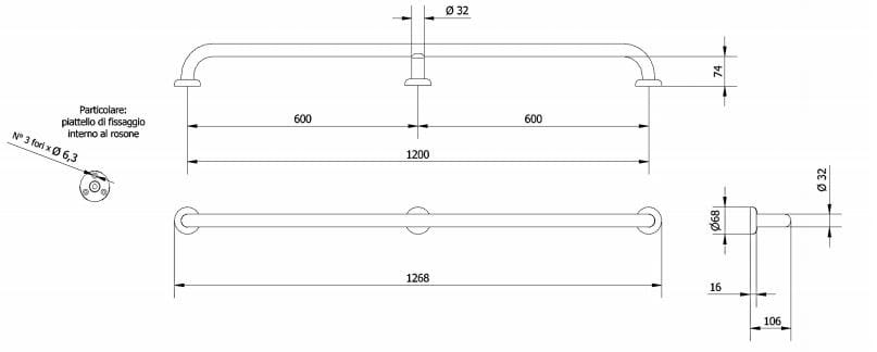 Линейная ручка для крепления к стене Thermomat окрашенная ARCH-00147883 - Вид №1