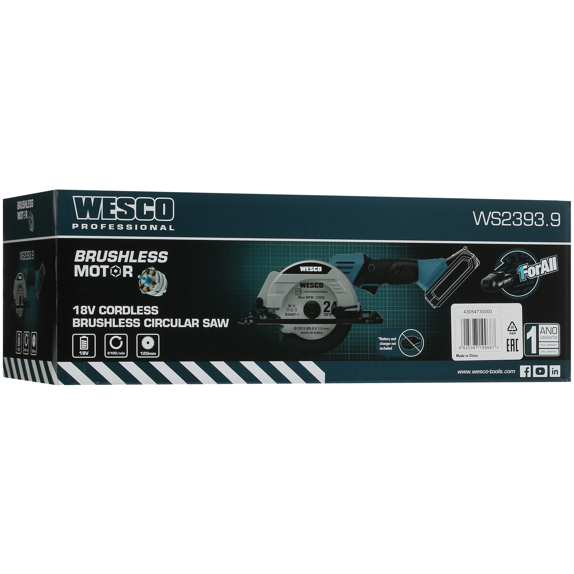 Пила дисковая Wesco WS2393.9 1ForAll 18V 5411560 STDN-0007543 - Вид №9