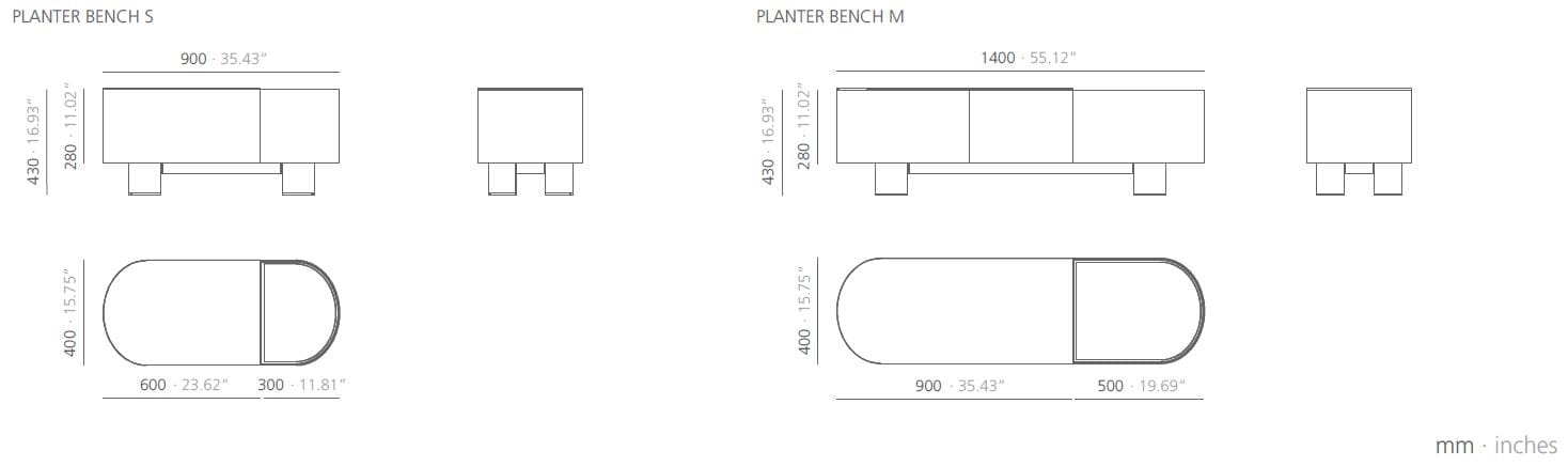 Алюминиевая скамья без спинки и с плантатором Systemtronic Croma ARCH-00092592 - Вид №2