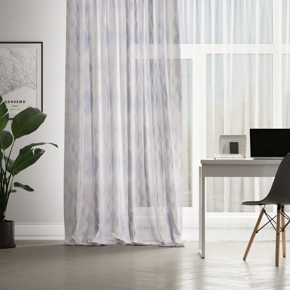 Тюль на ленте Inspire Mukkonam 250x280 см цвет серо-голубой 83562057 STLM-2130110 