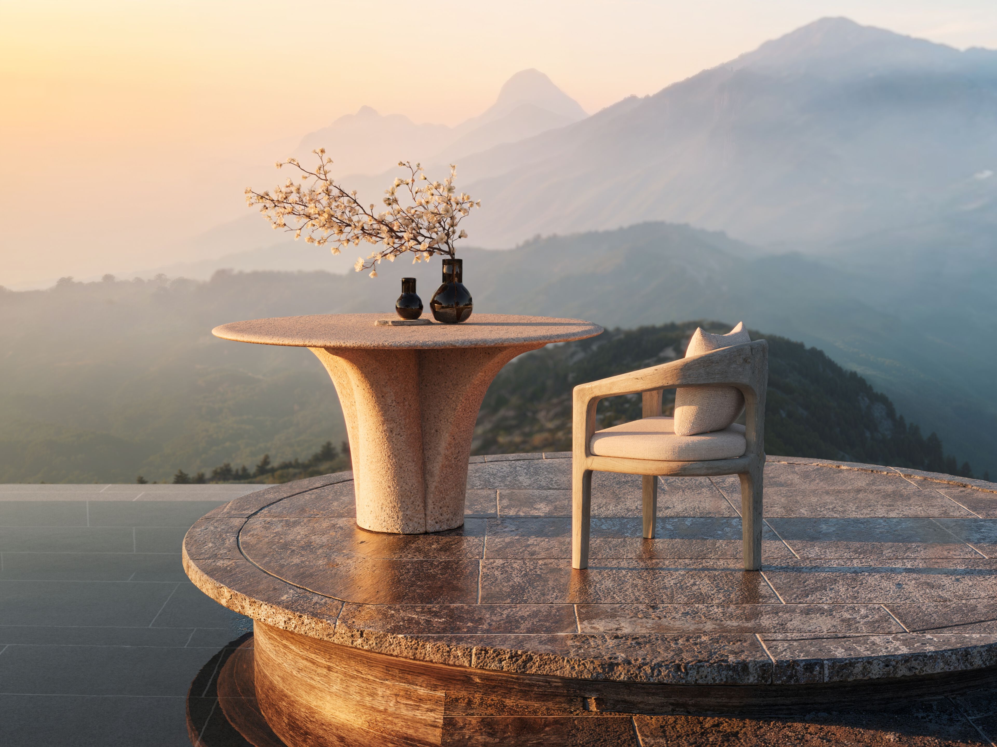 Круглый садовый стол из песчаника SNOC Savio ARCH-00111739 - Вид №4