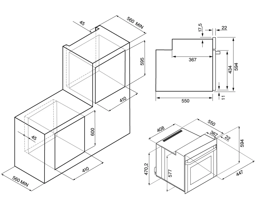 9163547 Электрический духовой шкаф KRONA LINDE 45 WH белый KRONA1 STDN-0030807 - Вид №10