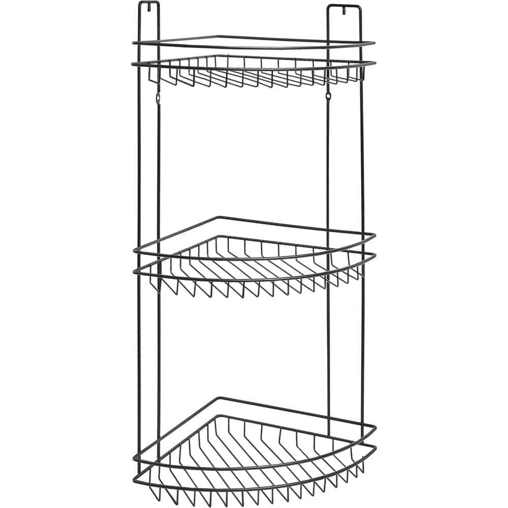 Полка для ванной комнаты Rely трехъярусная угловая 22x22x59.6 см, металл, цвет чёрный 83024902 STLM-2018938 LEMER - Вид №3