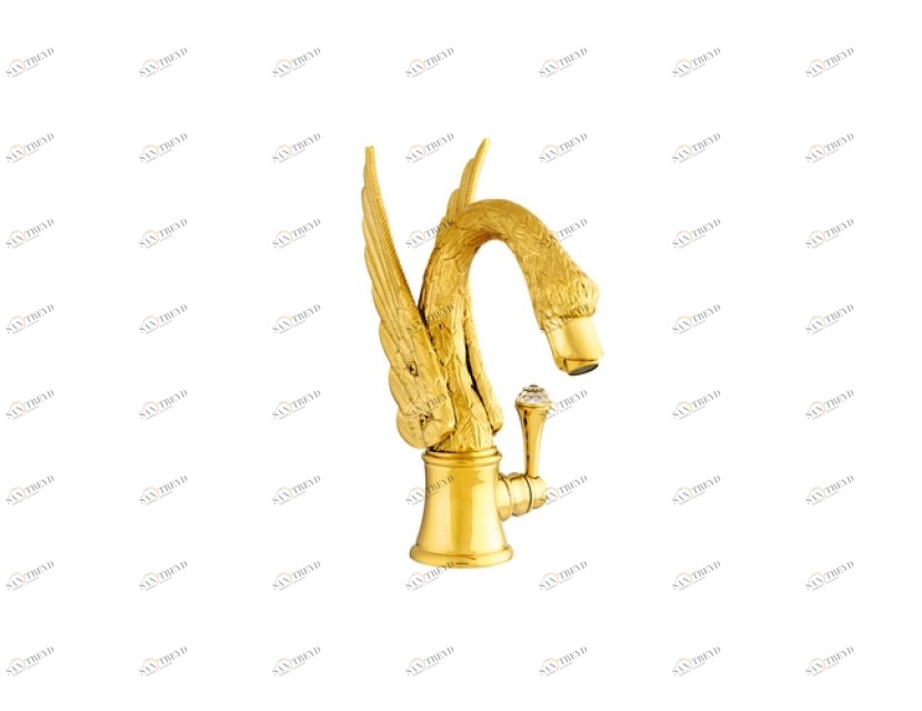 039243.A00.71 Смеситель для умывальника с прогрессивным дизайном и кристаллами сваровски Античное серебро Mestre Swan