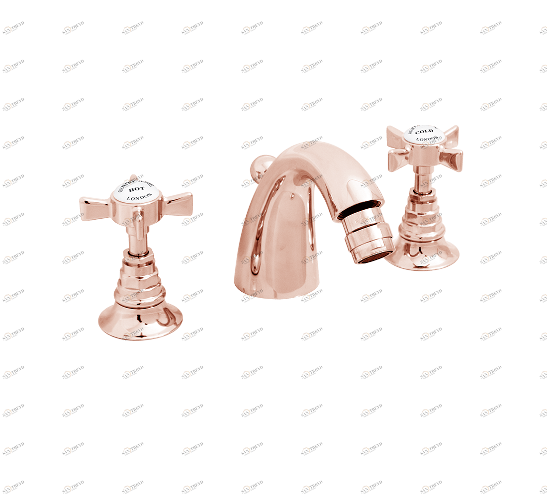 Gentry Home Смеситель для раковины Style на три отверстия с всплывающей пастой Ascot Розовое золото GH101573 
