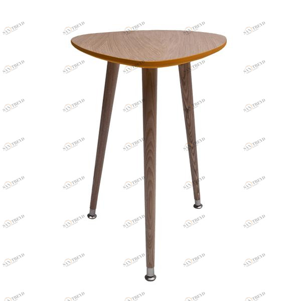 Кофейный столик с деревянными ножками и оранжевым кантом "Капля" WOODI  00-3966516 Беленый дуб;бежевый;оранжевый 