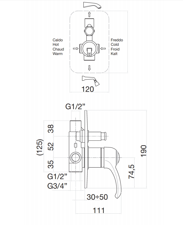 47CO5134 Смеситель для душа , хром-золото Fiore JAFAR  - Вид №2