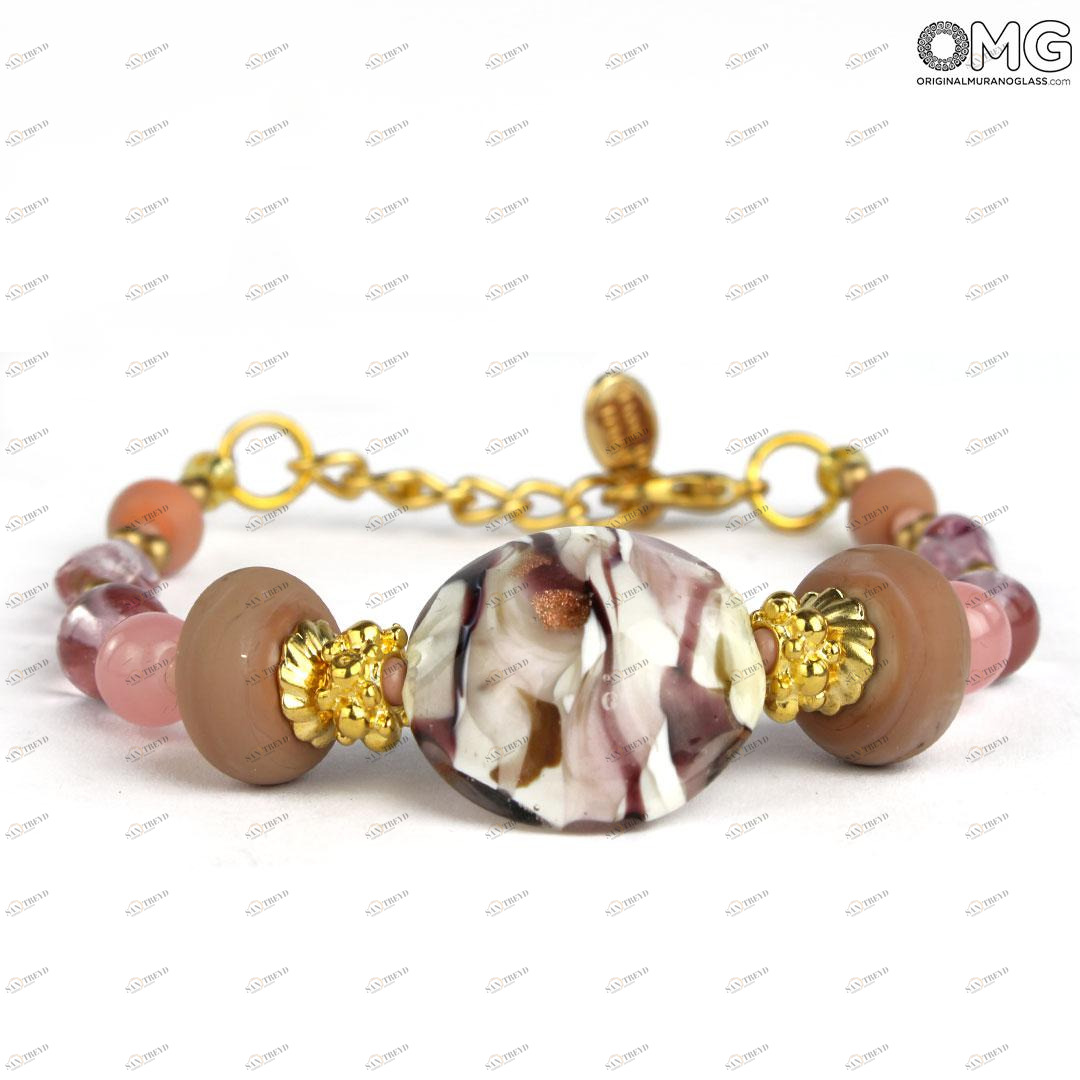 3476 ORIGINALMURANOGLASS Браслет Гайя - золото - муранское стекло Original Murano Glass OMG 18 см 