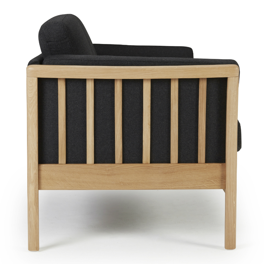 Диван трехместный Aya, цельный лакированный дуб, темно-серый Kragelund 12903202525 - Вид №2