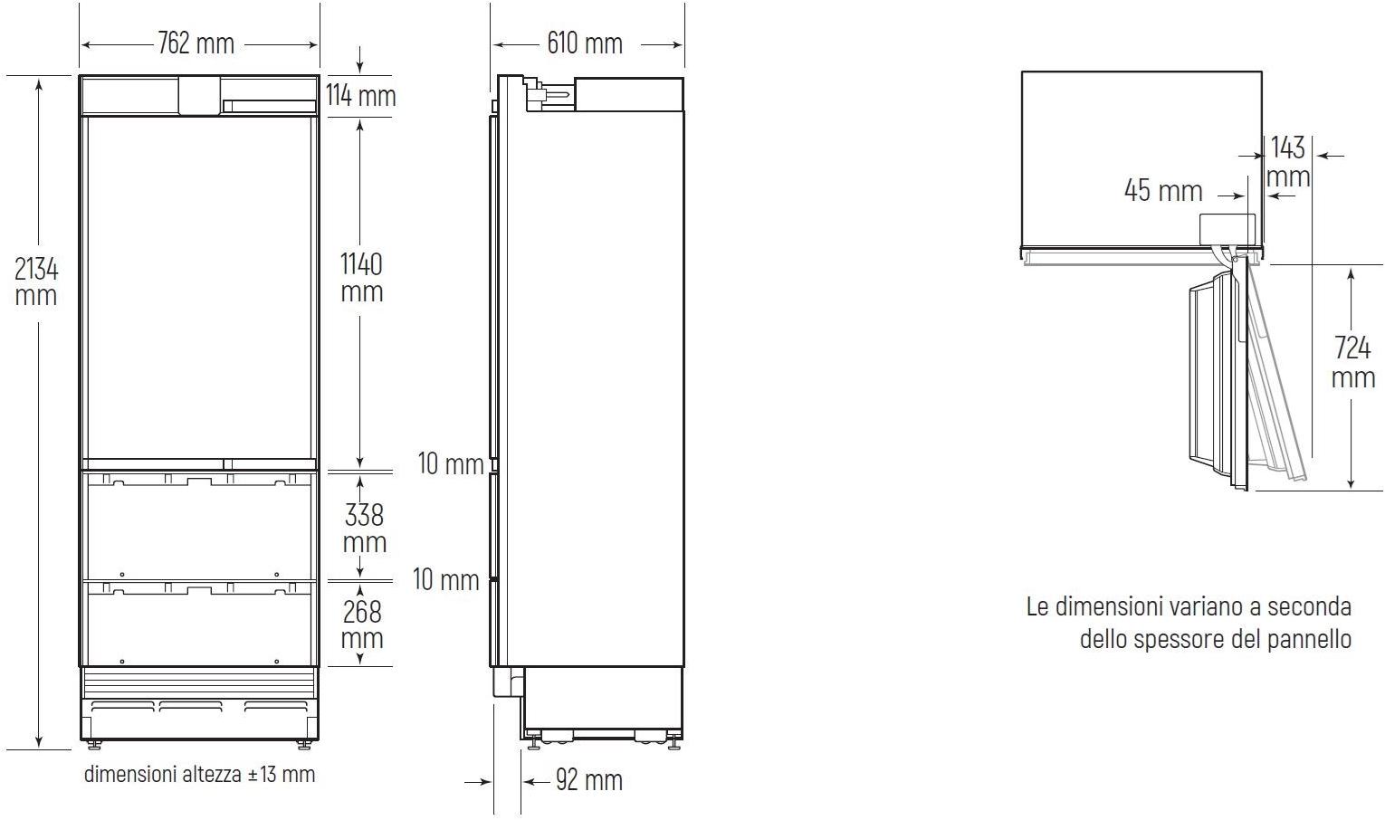 Sub-Zero Комбинированный встраиваемый холодильник из нержавеющей стали класса а + Designer Icbit-30ciid  - Вид №2