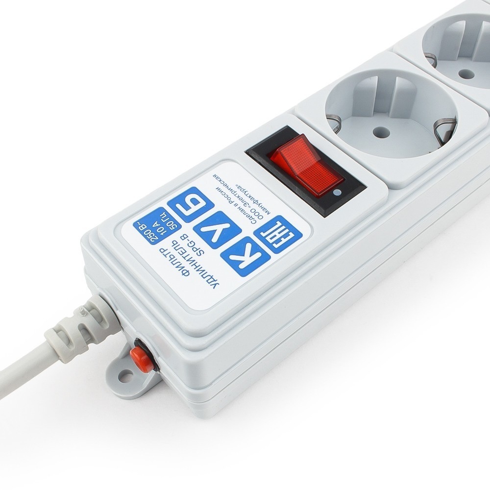 SPG-B-6Ext Surge protector power cube 1.9 ppm / conn. to the ups (c14), 5 outlets (gray) 10a / 2.2kw Электрическая мануфактура Santreyd  - Вид №2