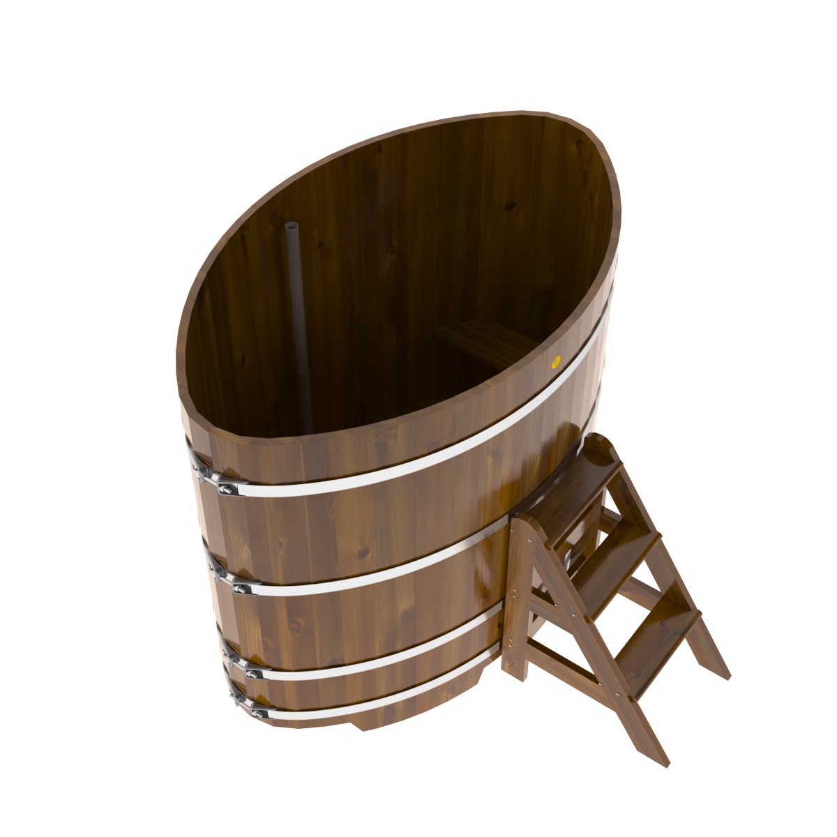 2293 Купель овальная из лиственницы Рустик 1,08х1,75х1,4 морёная Alyarus  - Вид №2