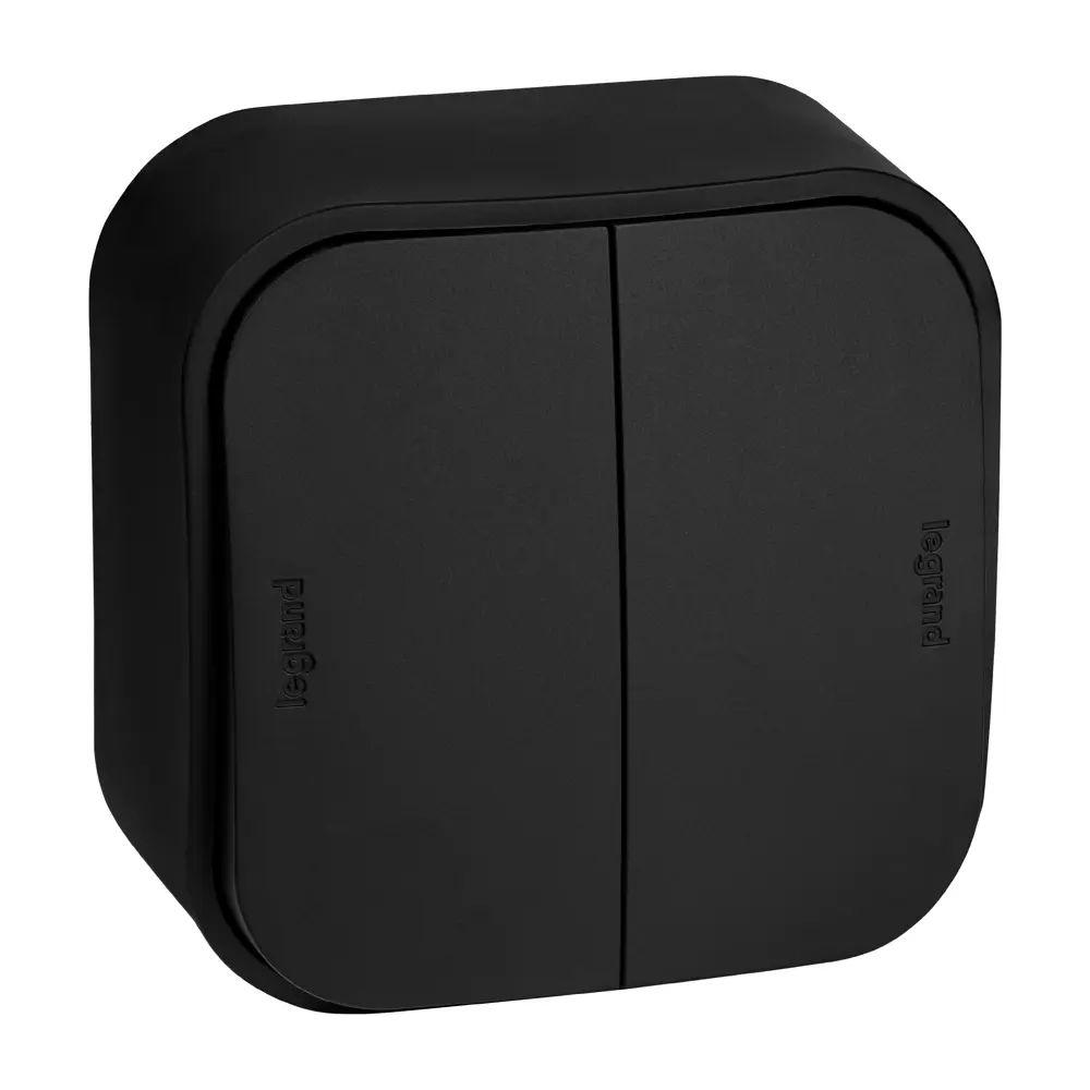 Выключатель накладной Legrand Quteo 2 клавиши цвет черный STLM-2157751 - Вид №1