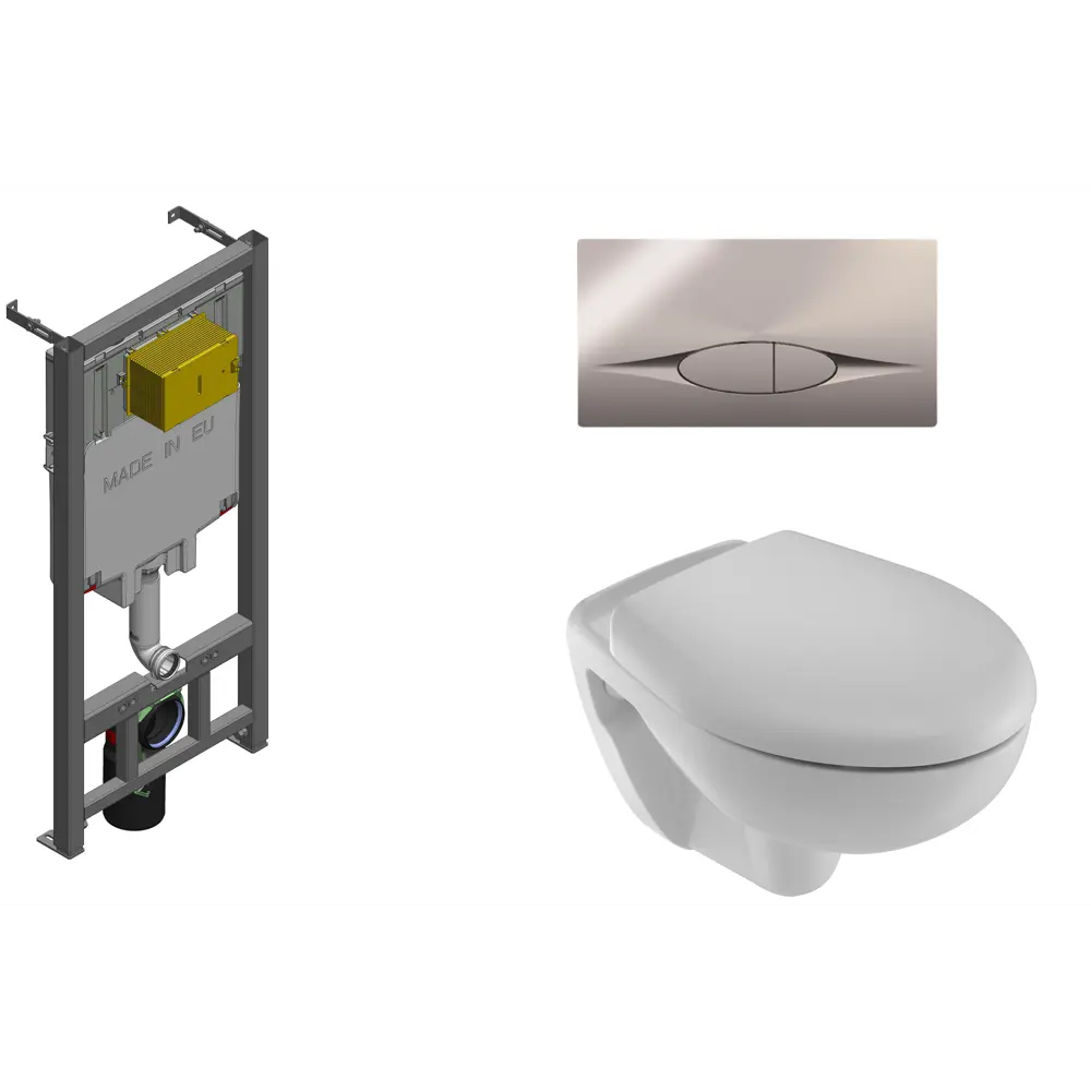 Комплект инсталляция с подвесным унитазом, кнопкой смыва и сиденьем с микролифтом Jacob Delafon Brive STLM-2157923 - Вид №9