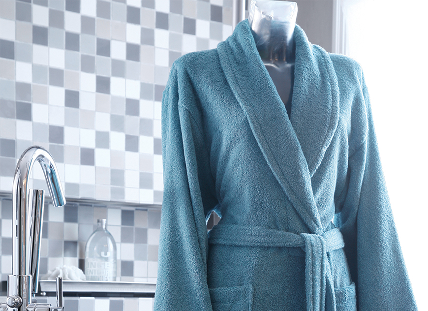 UNI_CE_XL Халат celadon бирюзовый S, М, L, XL хлопок 420 гр Blanc des Vosges Santreyd 
