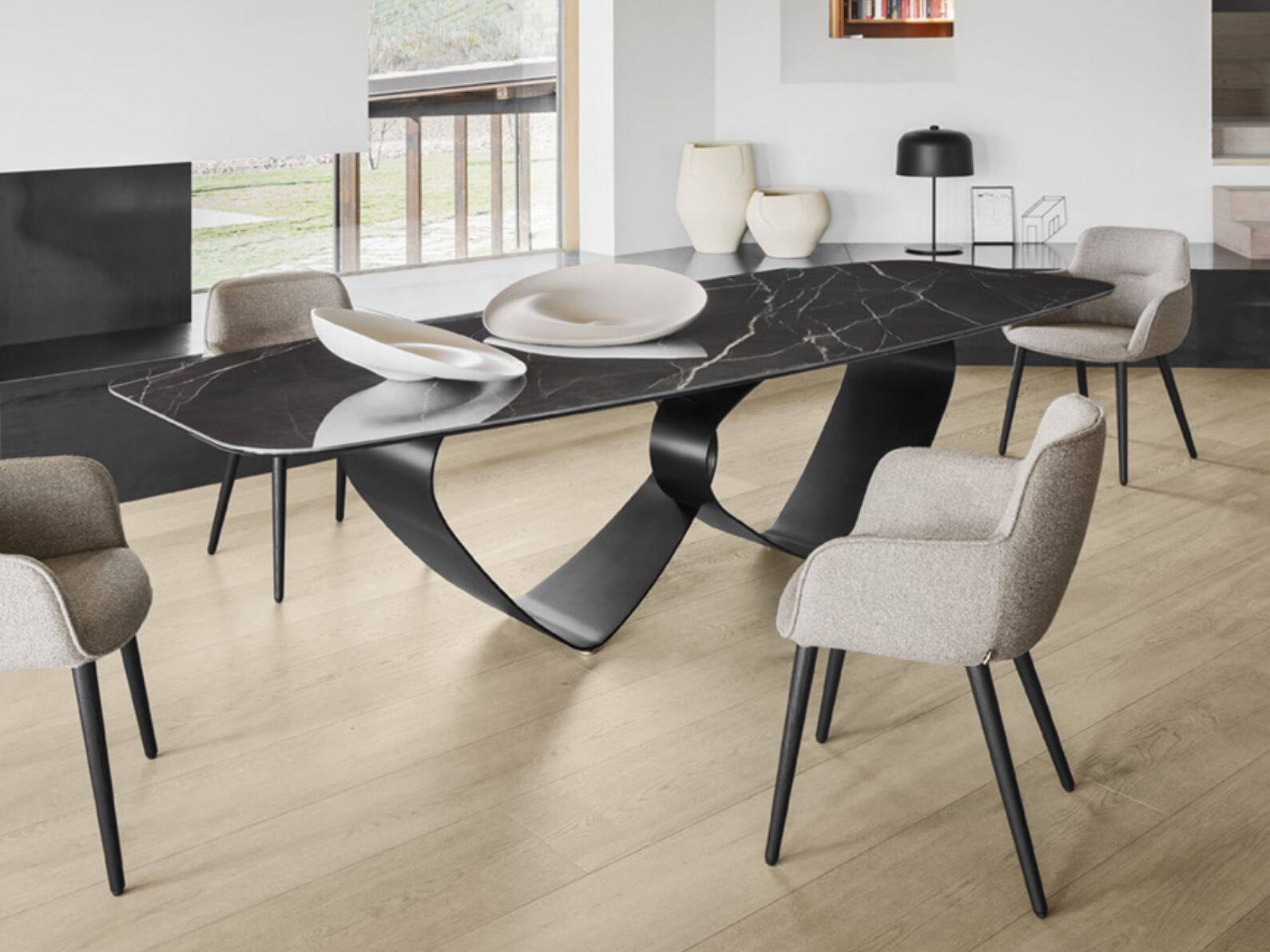 Стол с металлическим основанием и керамическим верхом Calligaris BREEZE ARCH-00151283 - Вид №1