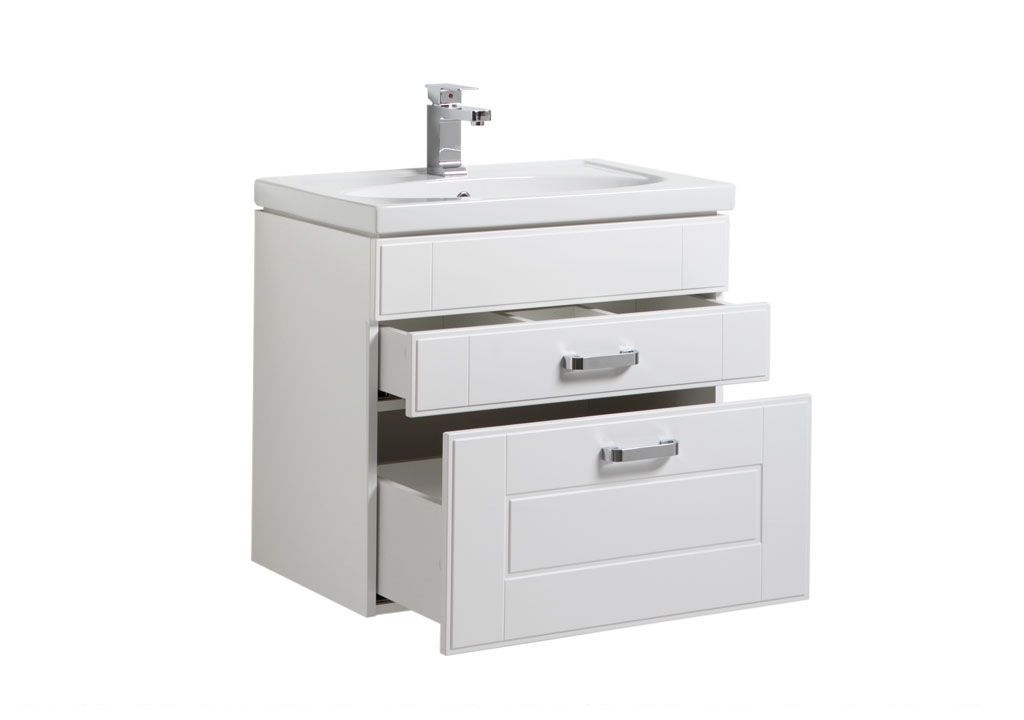 Тумба с раковиной Aquanet Рондо 70 белый (2 ящика) 0018915400185343 - Вид №1