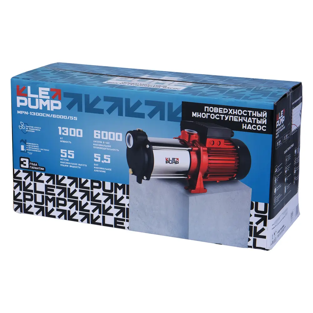 Насос садовый поверхностный Lepump MPN-1300CN/6000/55, 6000 л/ч Santreyd STLM-2081328 - Вид №6