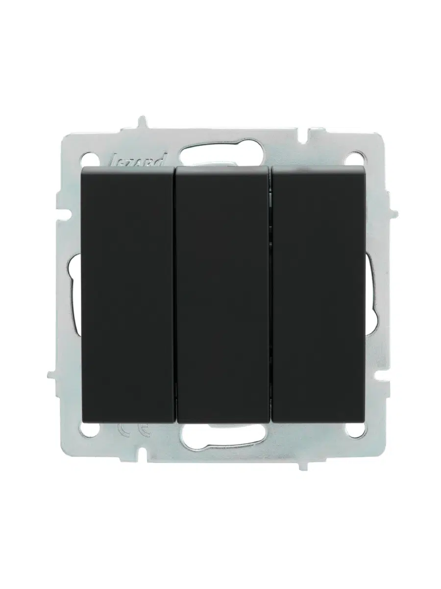 RAIN Выключатель тройной без рамки черный LEZARD 703-4288-109