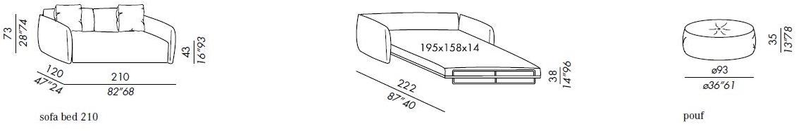 Meridiani Диван-кровать со съемным чехлом из ткани Scott sun-id-1379524 - Вид №3