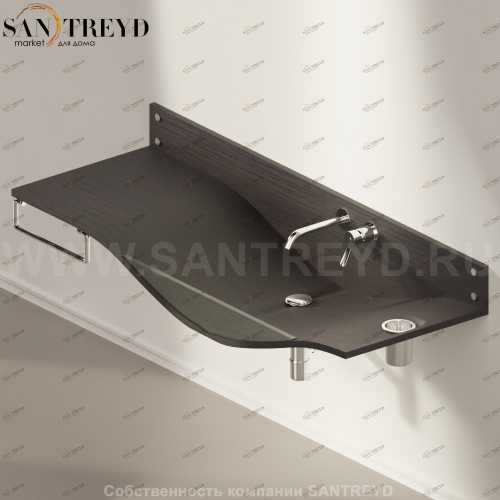 AGAB03501RSXRW Подвесная раковина настенная прямоугольная Agape  черная 