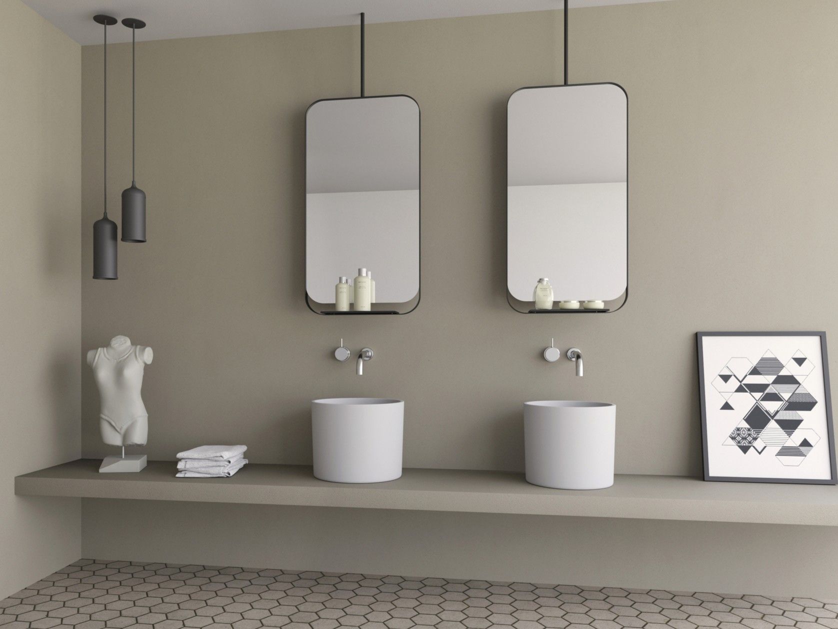 Настенное зеркало с рамкой и полкой DDL форма ARCH-00042488 - Вид №2