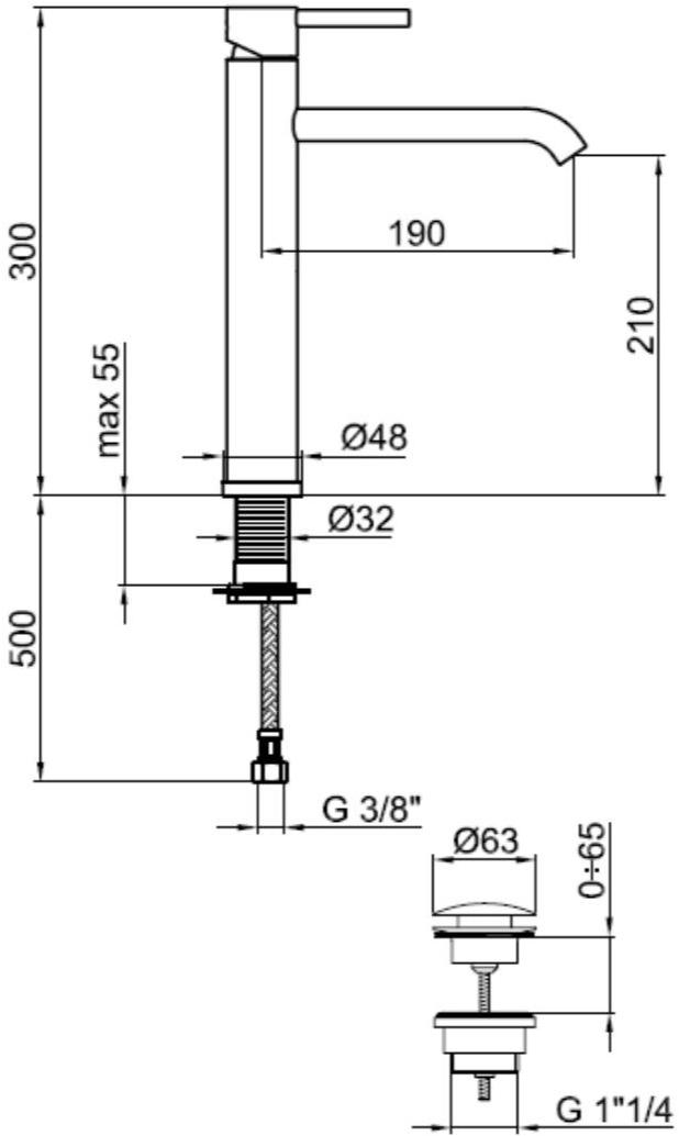 GALASSIA Смеситель для умывальника, однорычажный Meg11 5443 - Вид №1