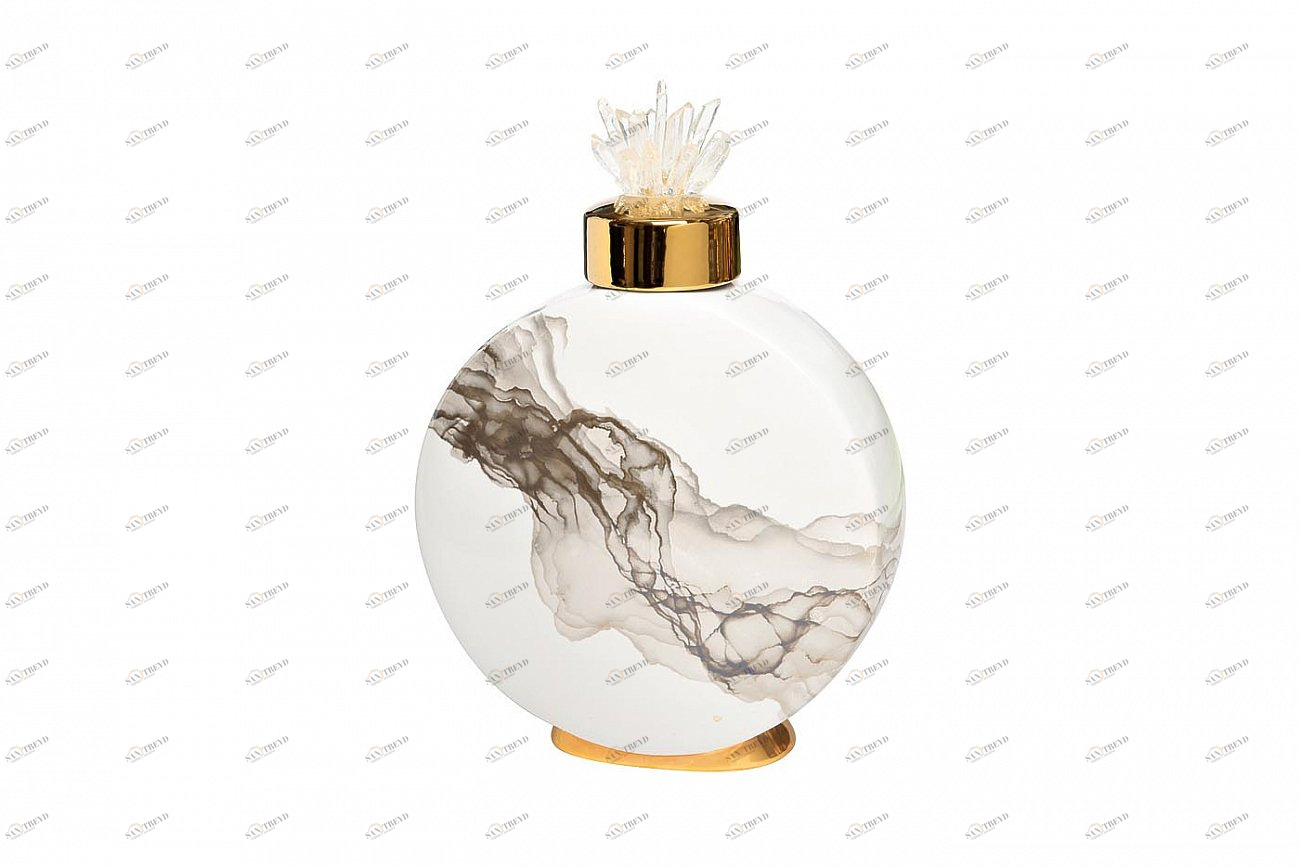 Ваза керамическая с крышкой 33 см бело-серая 55RD4283S GARDA DECOR ДИЗАЙНЕРСКИЕ 00-3880520 Белый;серый 