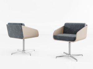 Кожаный поворотный стул с подлокотниками