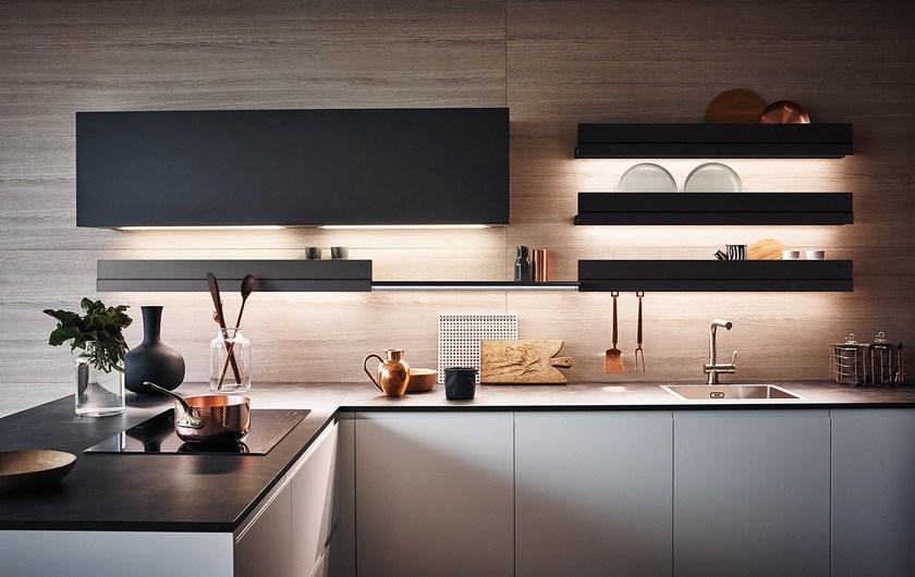 Cesar Лакированная встроенная кухня с меламиновым полуостровом Maxima 2.2 sun-id-1508172 - Вид №1