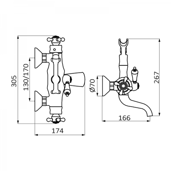 106120 PREMIUM Черный 1866 термостатический ванна-душ Черный GRB MIXERS  - Вид №1