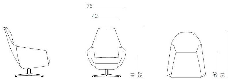 Montis Кожаное кресло с 4 спицами и подлокотниками Enzo sun-id-1513500 - Вид №3