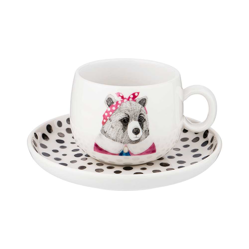 409-133 Посуда фарфоровая Чайный набор FASHION ANIMALS 1 персона 2 предмета 260 мл Lefard 