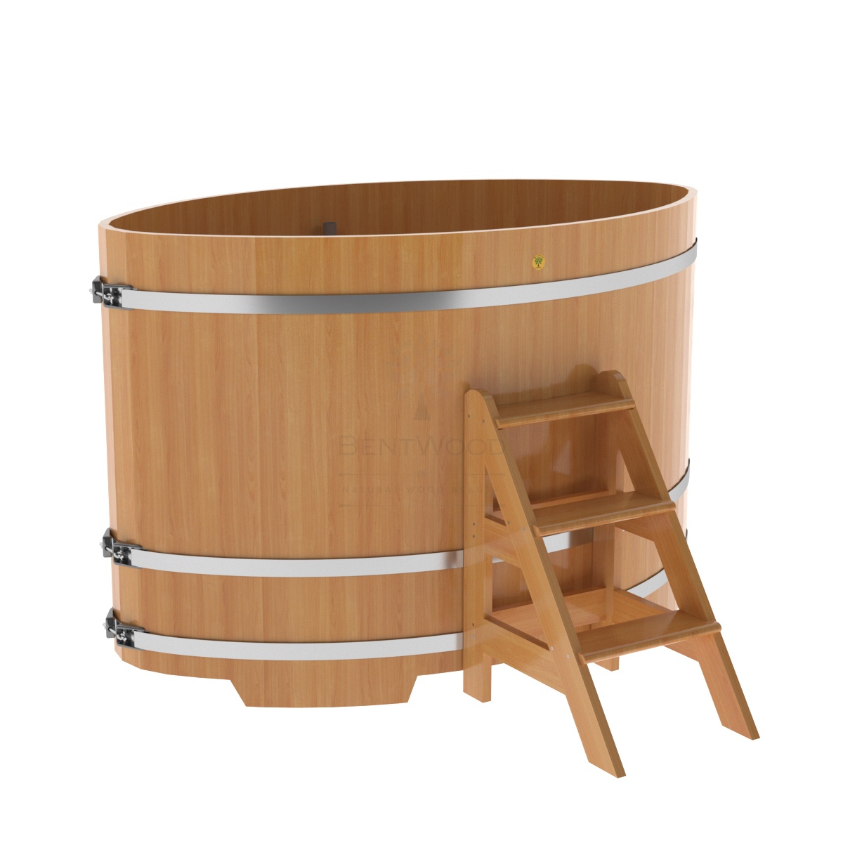 1189 Купель овальная из лиственницы 1,15х1,83х1,2 натуральная премиум Alyarus 