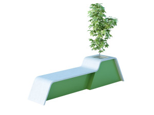 Скамейка с плантатором для общественных пространств из стали и бетона