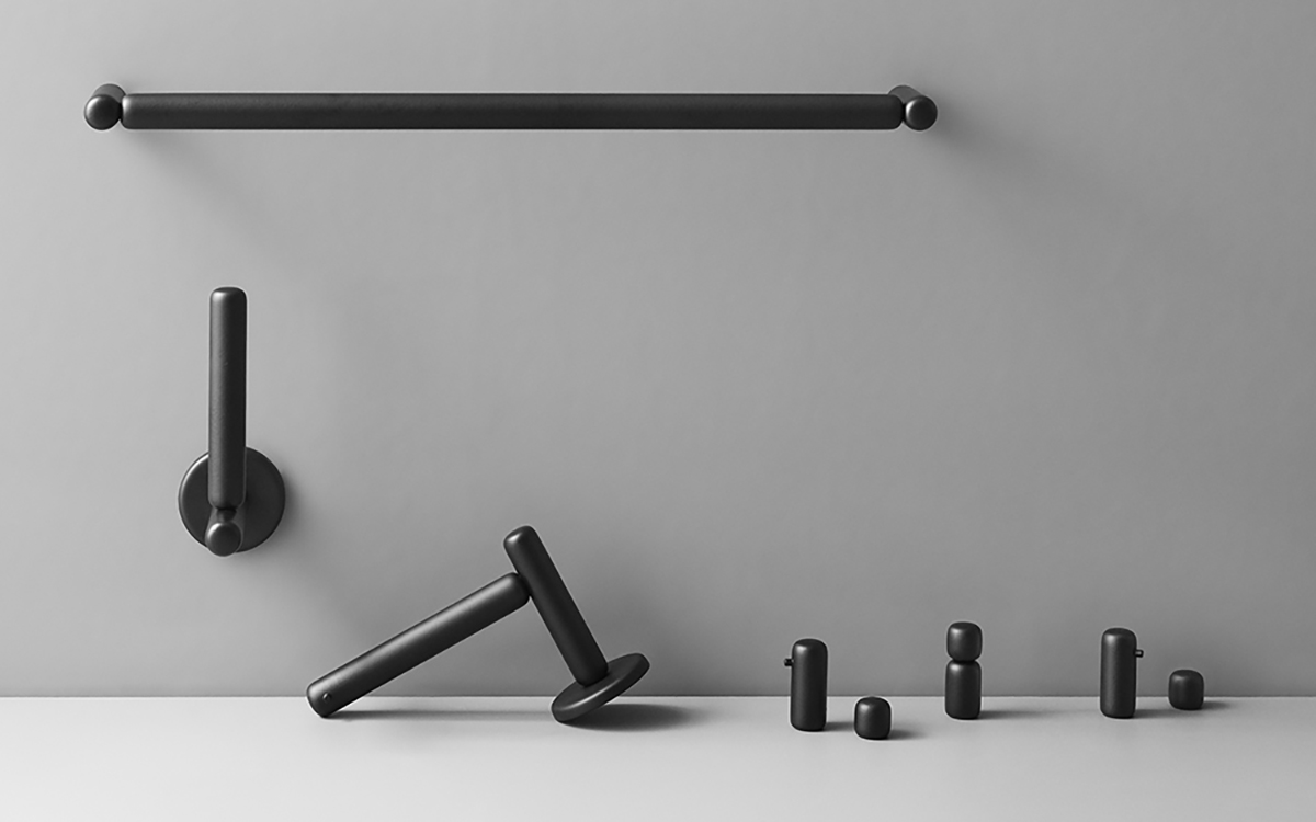 128001R8002 Крючок Pebble, средний, черныйd line Bjarke Ingels Group  - Вид №1