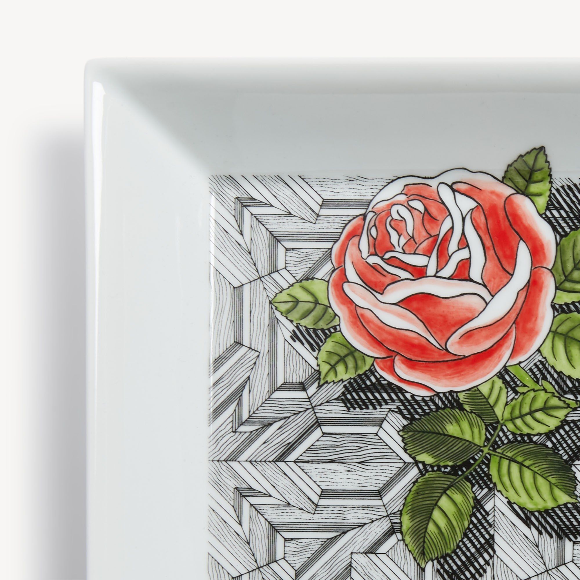 Квадратная фарфоровая тарелка Fornasetti Musciarabia con rose ARCH-00022584 - Вид №3