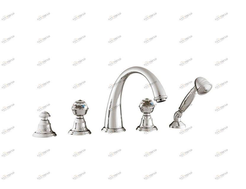 037216.C00.50 Набор для ванны с пятью отверстиями и кристаллами сваровски Яркий хром Mestre Pacifica