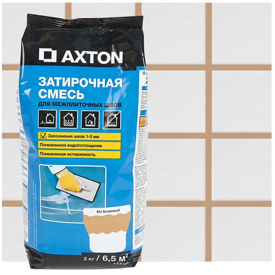 Цементная затирка Axton для плитки и камня, бежевая 2 кг 82403007