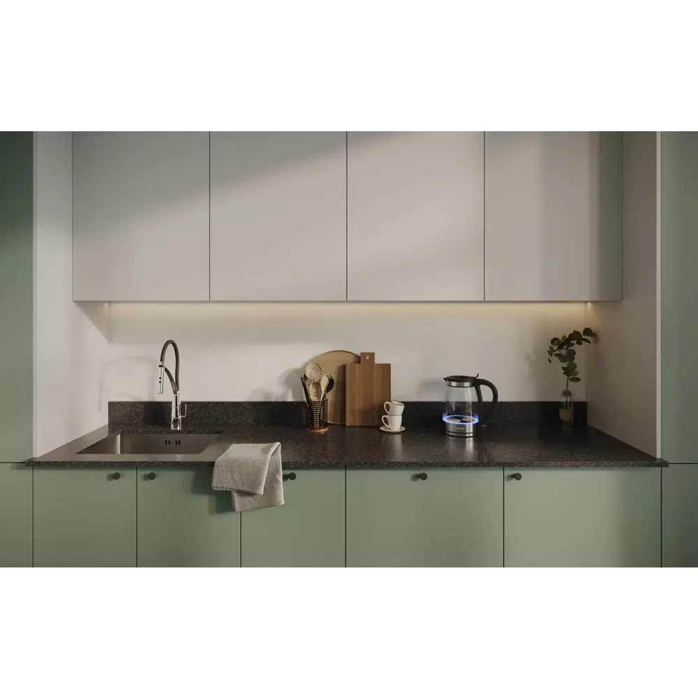Столешница Найт 240x60x2 см искусственный камень цвет чёрный Santreyd STLM-2189252 - Вид №7