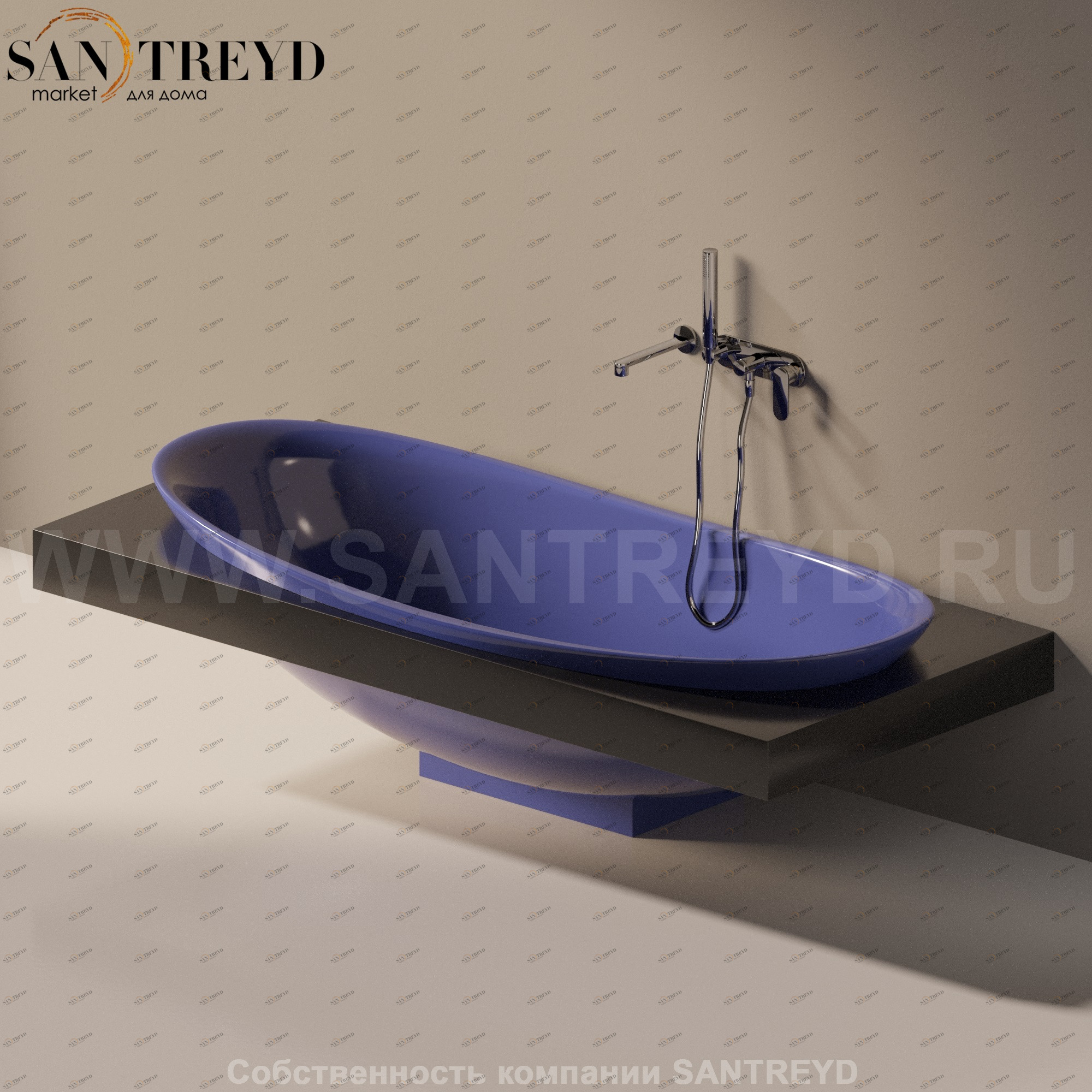 Flaminia IO e SI Ванна встроенная 193 см синяя IOeSI84.5003 Ceramica Flaminia