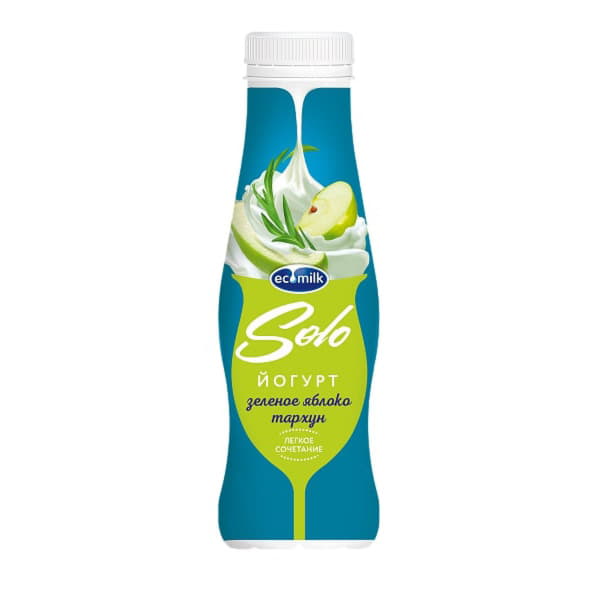 Йогурт питьевой с зелёным яблоком и тархуном 2,8% Экомилк Solo 290 г БЗМЖ Santreyd 21122 - Вид №1
