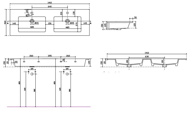 Керамическая прямоугольная двойная раковина Galassia EDEN ARCH-00012588 - Вид №1