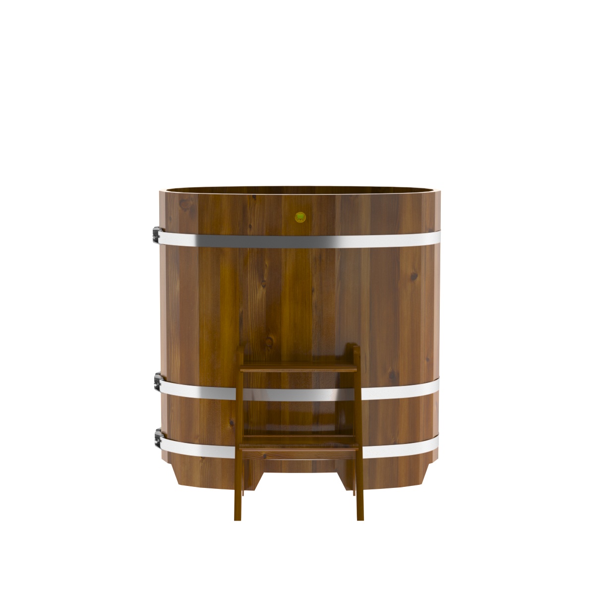 2248 Купель овальная из лиственницы Рустик 0,59х1,06х1,1 морёная Alyarus  - Вид №4