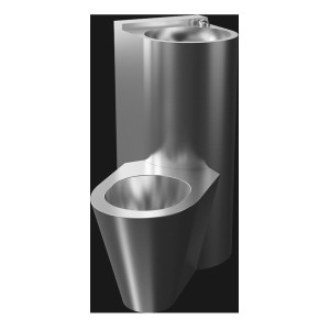 94186 Пьезо антивандальный угловой комплект унитаза с умывальником, напольный унитаз налево SANELA