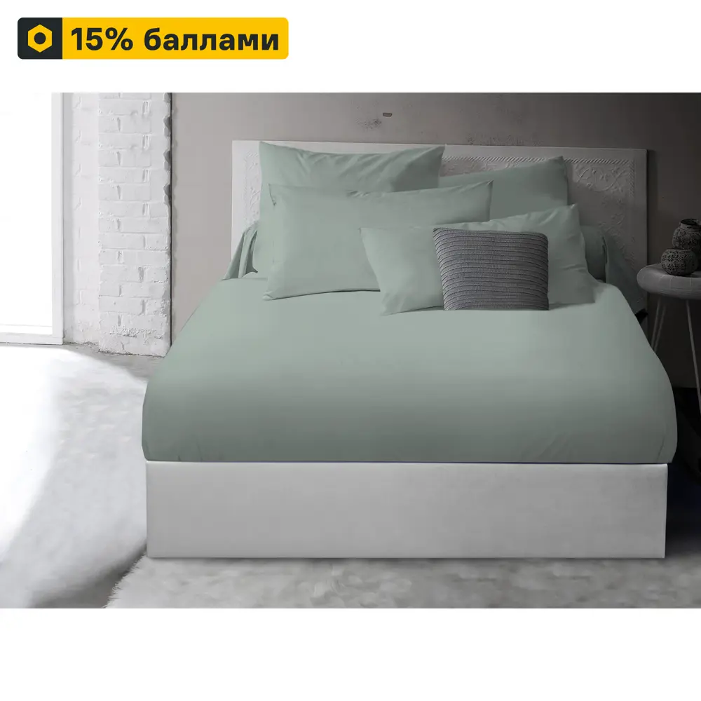 INSPIRE Простыня сатиновая 180×200 см пыльно-зеленый оттенок 89337638 STLM-1435462