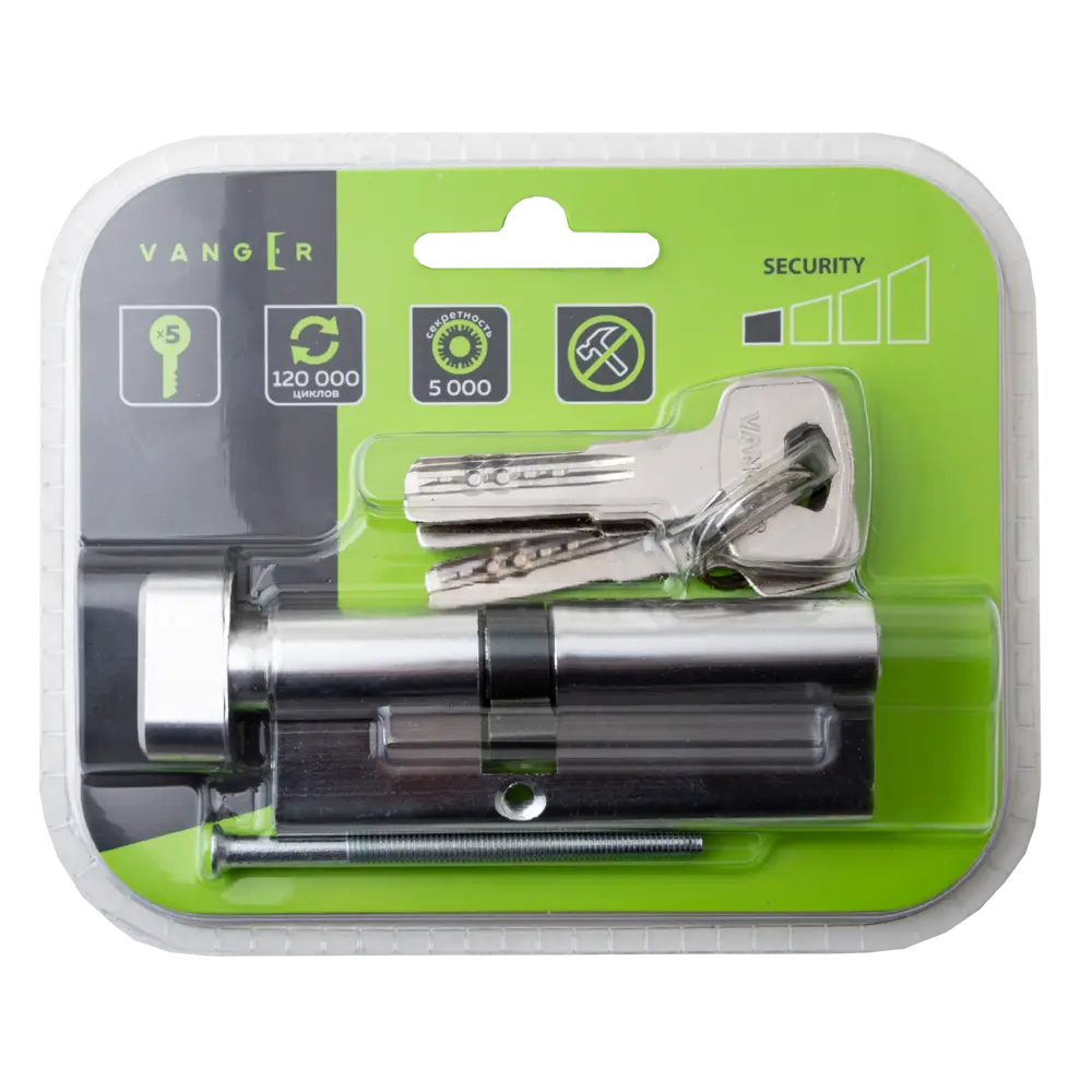 Цилиндр Vanger VM-80 35x45 мм ключ-вертушка цвет хром STLM-2124481 - Вид №2