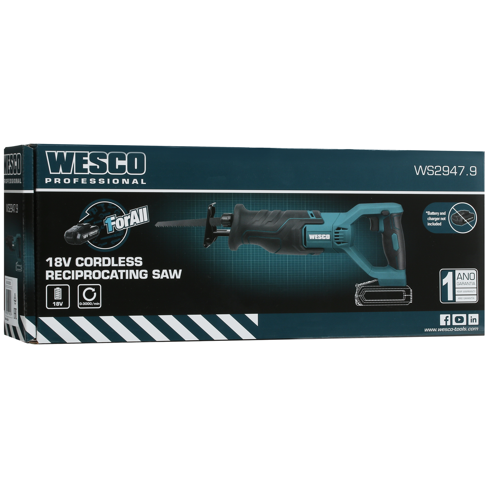 Сабельная пила Wesco WS2947.9 1ForAll 18V  , Без ЗУ, Без АКБ 5410883 STDN-0033488 - Вид №7