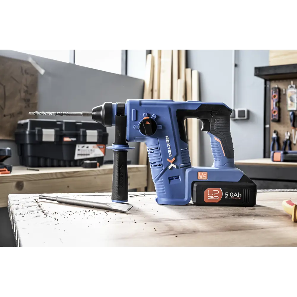 Перфоратор SDS-plus Dexter 20VRH2-17.1, 20 В Li-ion, 1.7 Дж, без АКБ и ЗУ STLM-2158048 - Вид №10