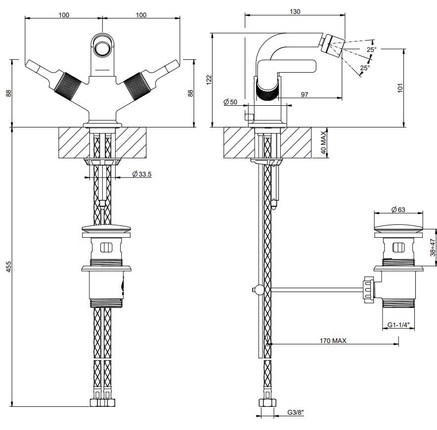 Смеситель для биде из хромированной латуни с поворотным горлышком Gessi гравировка ARCH-00097185 - Вид №1